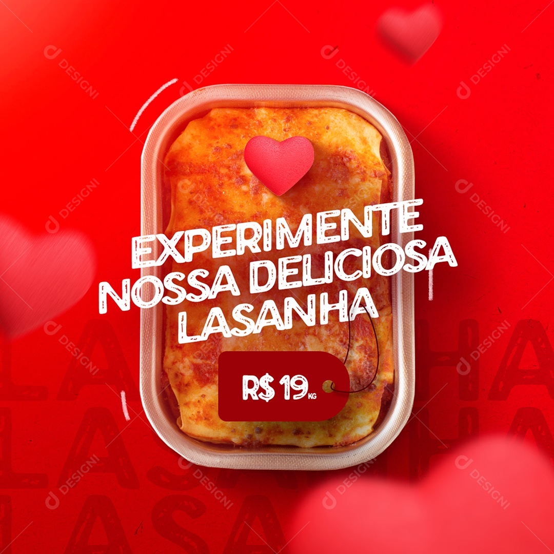 Experimente Nossa Deliciosa Lasanha Social Media PSD Editável
