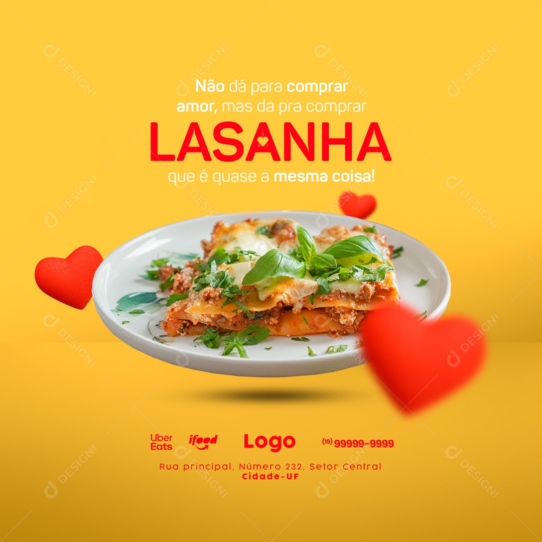 Não dá para Comprar Amor Lasanha Social Media PSD Editável