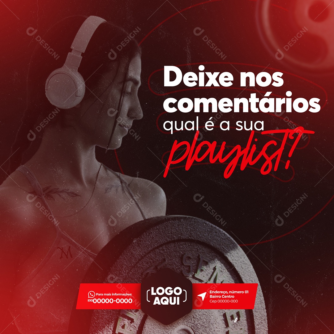 Deixe Nos Comentários Qual a Sua Playlist Social Media PSD Editável