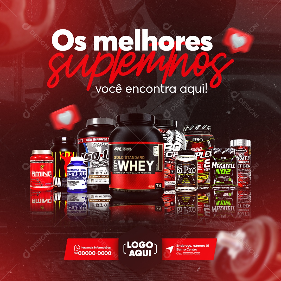 Os Melhores Suplementos Você Encontra Aqui Social Media PSD Editável