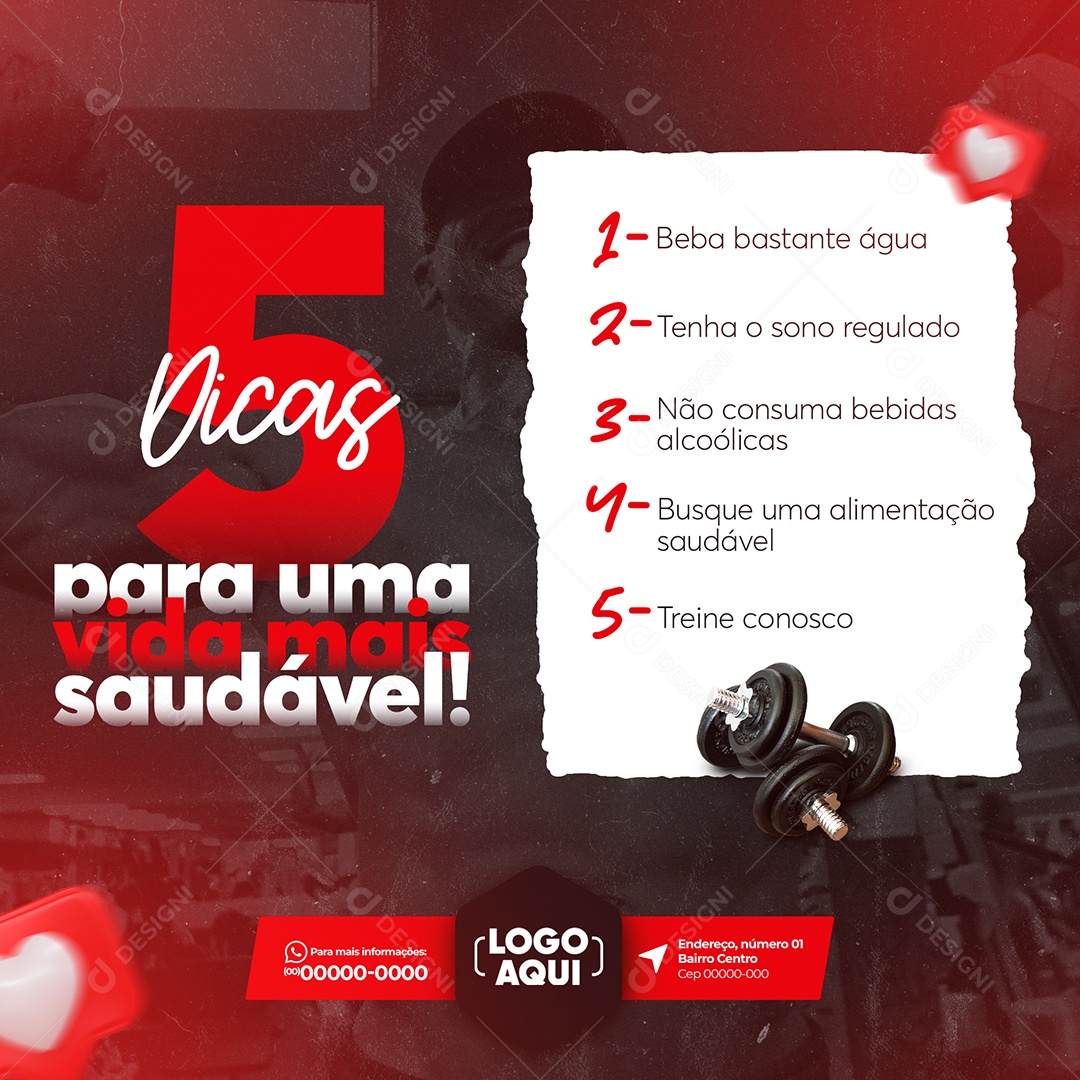 Dicas Para Manter Uma Vida Mais Saudável Social Media PSD Editável
