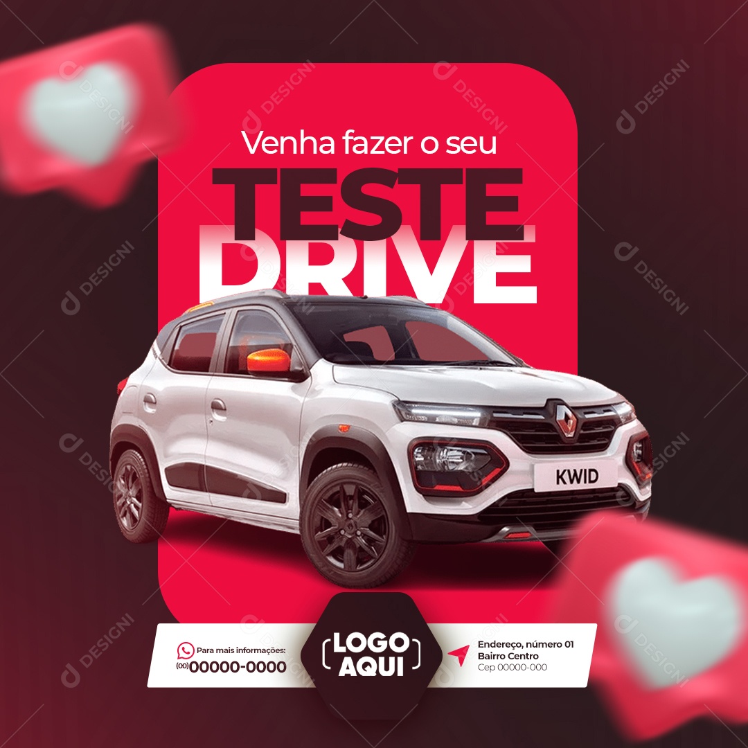 Venha Fazer o Seu Teste Drive Social Media PSD Editável