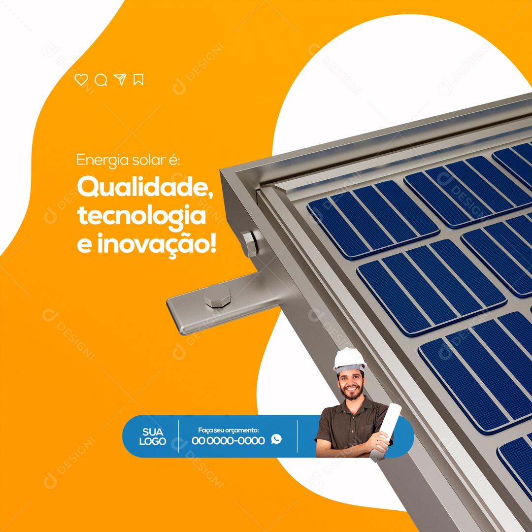 Energia Solar Qualidade Tecnologia e Inovação! Social Media PSD Editável