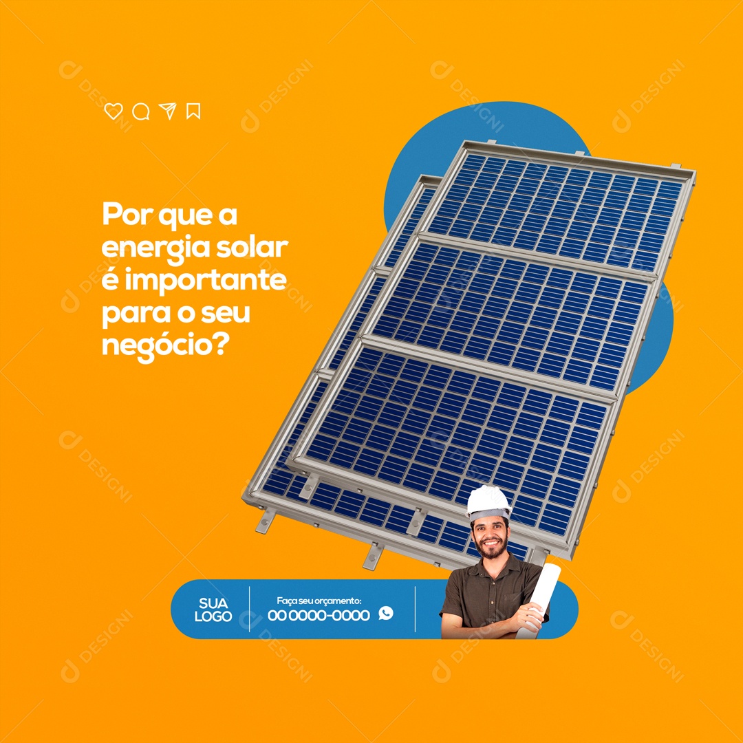 Por que a Energia Solar é Importante Para Seu Negócio? Social Media PSD Editável