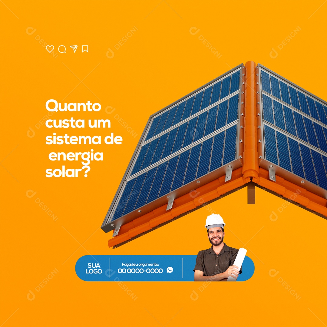 Quanto Custa um Sistema de Energia Solar? Social Media PSD Editável