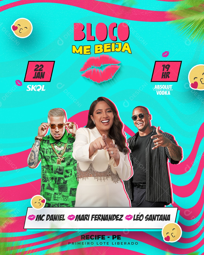 Bloco me Beija Mc Daniel Mari Fernadez Léo Santana Social Media PSD Editável