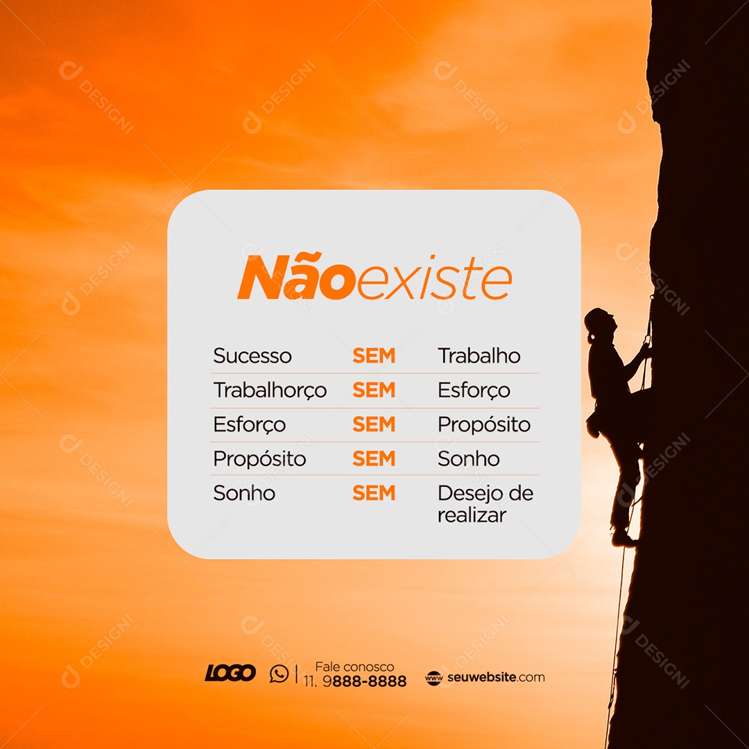 Frase Motivacional Não Existe Social Media PSD Editável