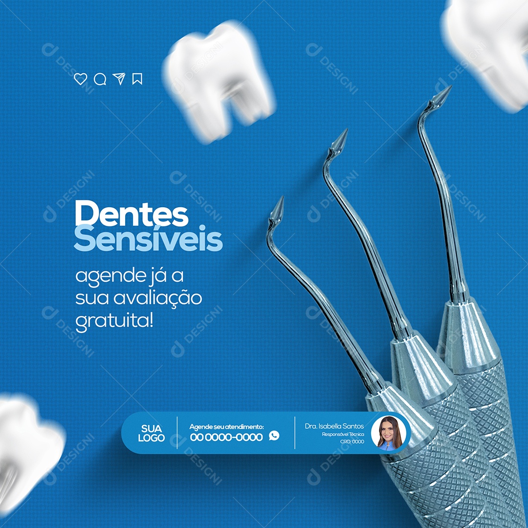 Dentes Sensíveis Clínica Odontológica Dentista Social Media PSD Editável