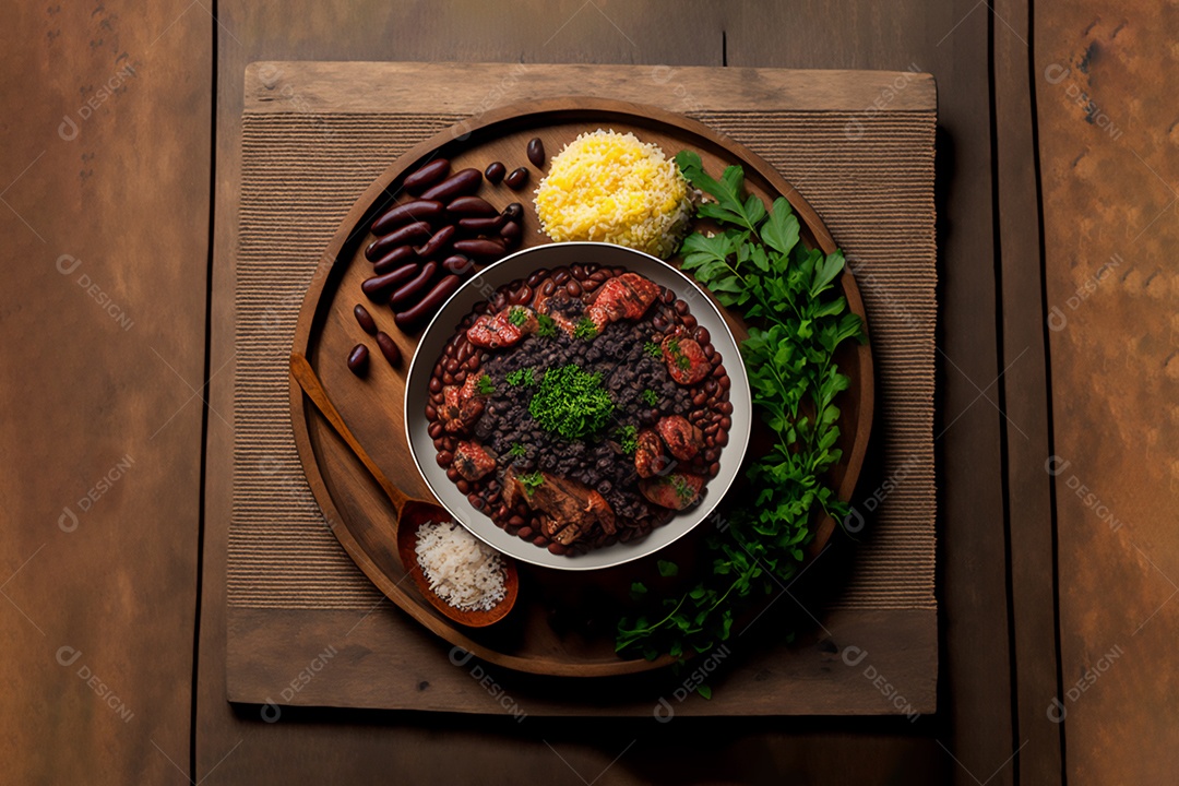 Prato de comida alimento feijoada sobre uma mesa de restaurante