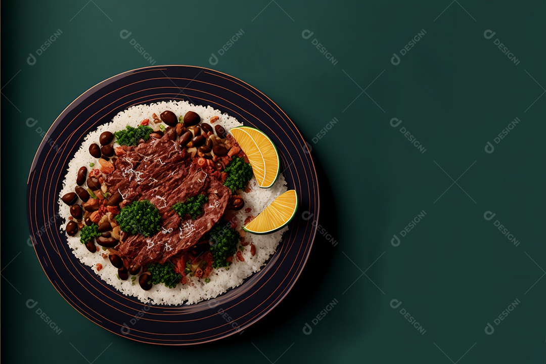 Prato de comida alimento feijoada sobre uma mesa de restaurante