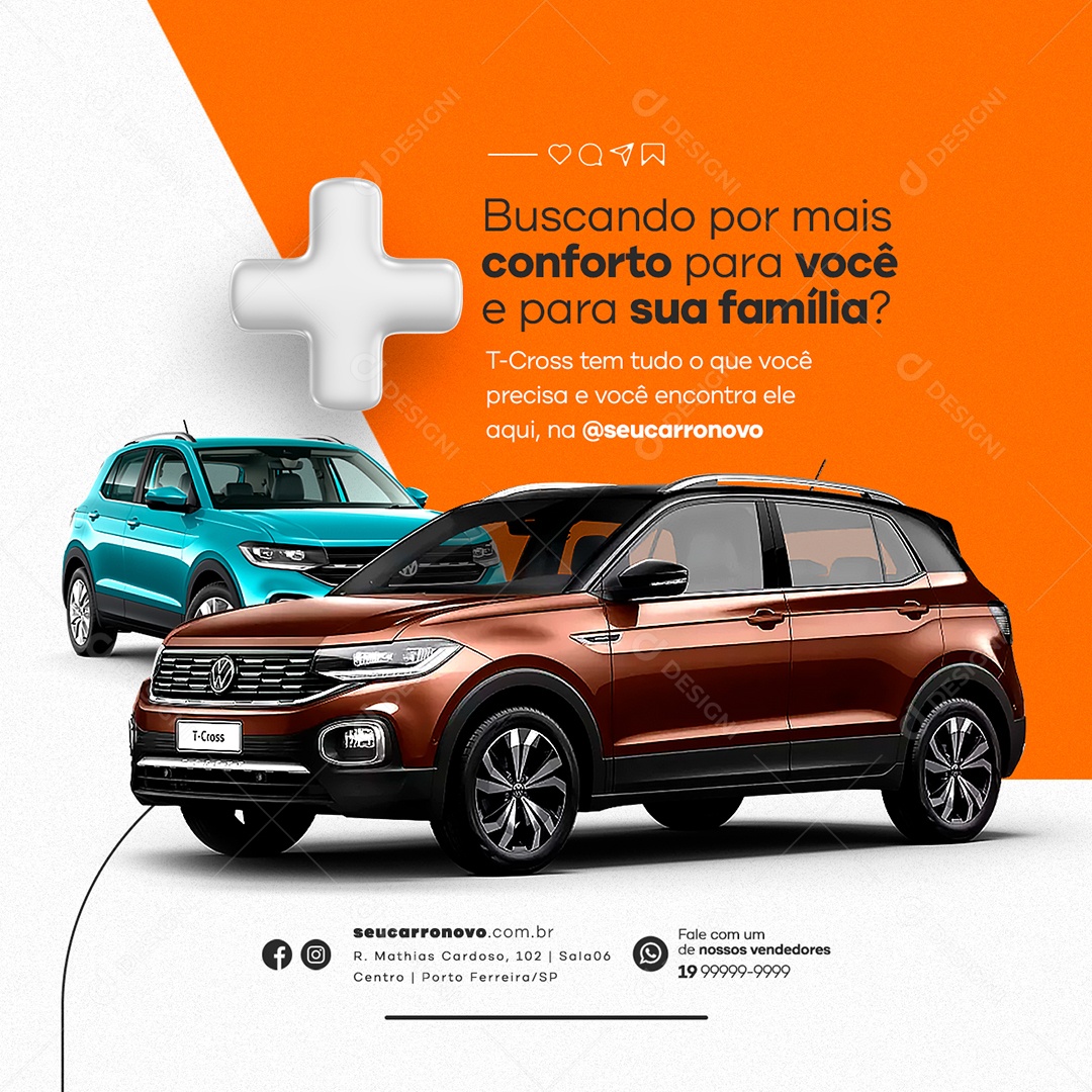 Buscando por Mais Conforto para Você e Para Sua Família Concessionária Social Media PSD Editável