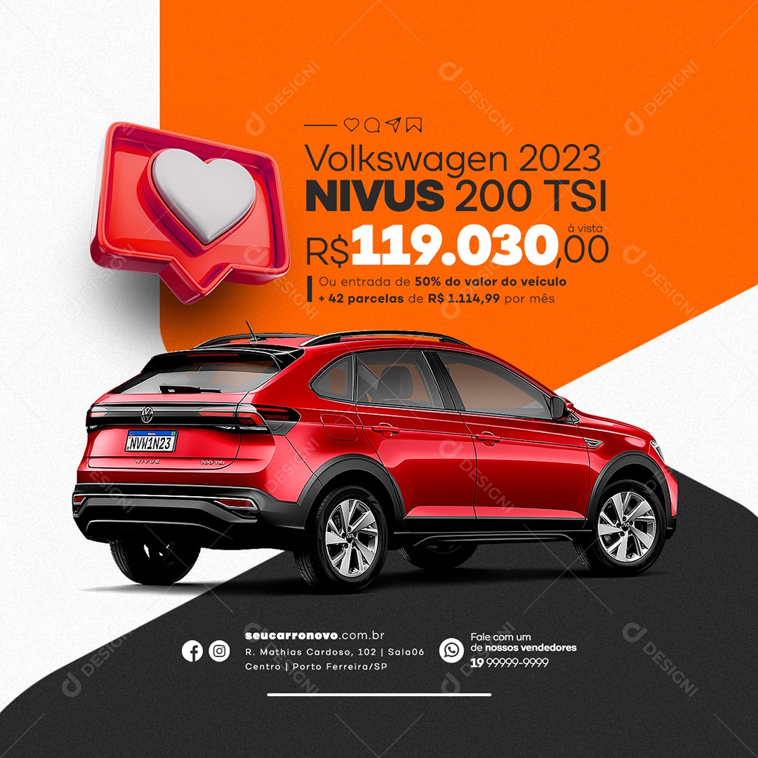 Volkswagen 2023 Nivus 200 TSI Concessionária Social Media PSD Editável