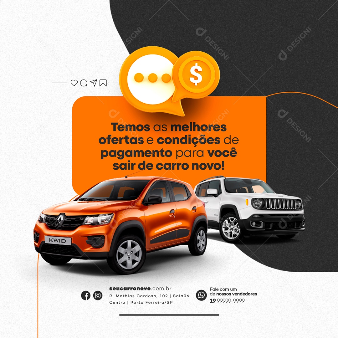 Temos as Melhores Ofertas e Condições Concessionária Social Media PSD Editável