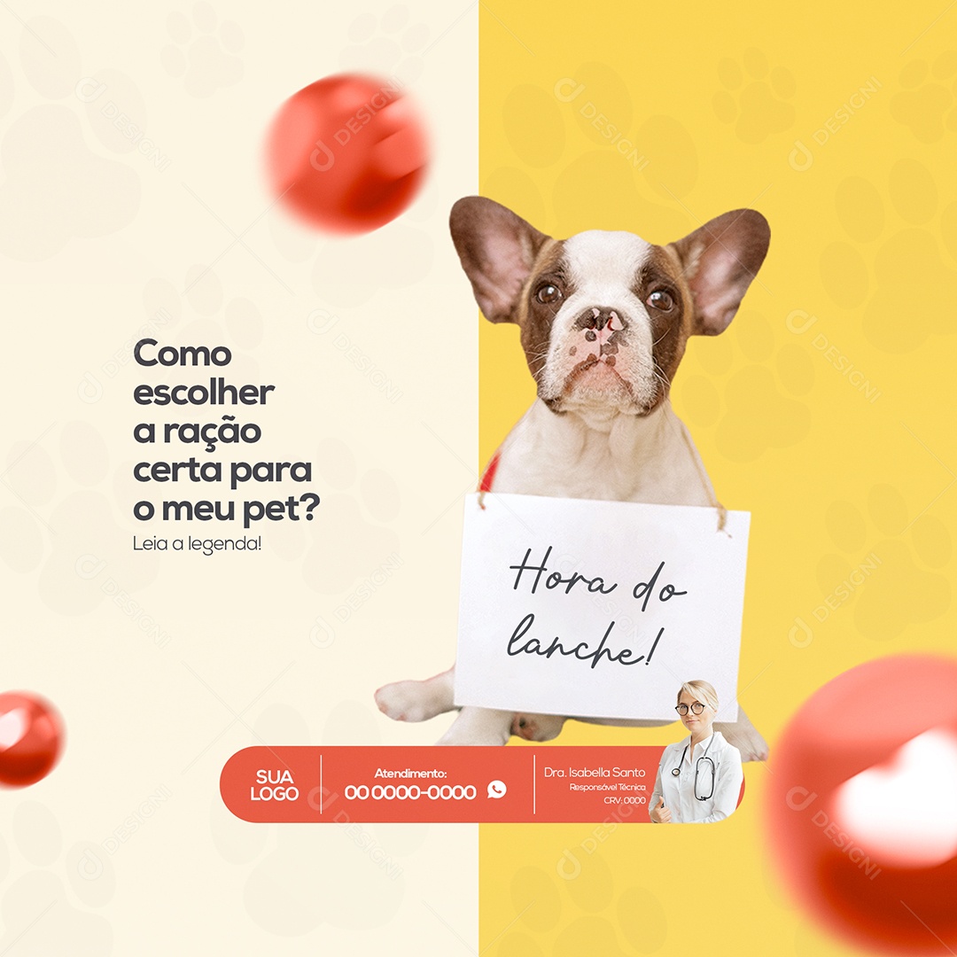 Ração Certa Para Meu Pet? Pet Shop Social Media PSD Editável