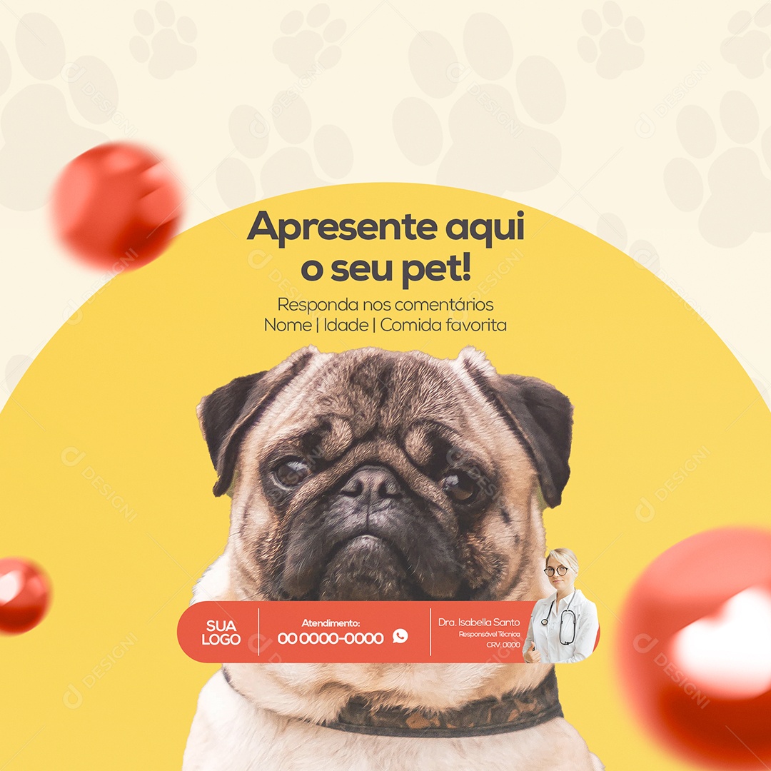 Apresente Aqui Seu Pet! Pet Shop Social Media PSD Editável