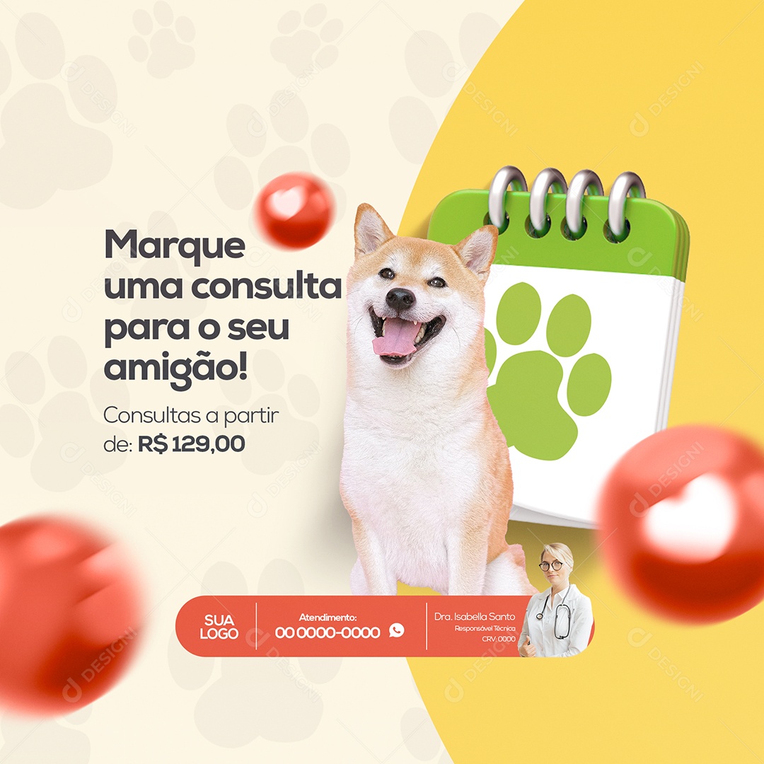Marque Uma Consulta Para Seu Amigão! Pet Shop Social Media PSD Editável