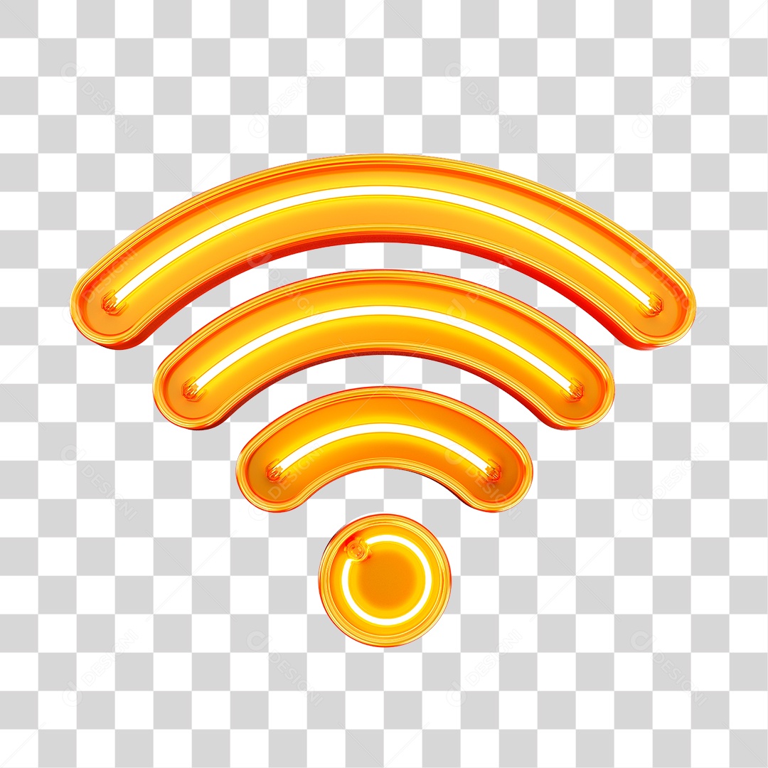Elemento 3D Para Composição Ícone Wifi Com Led Amarela PNG Transparente