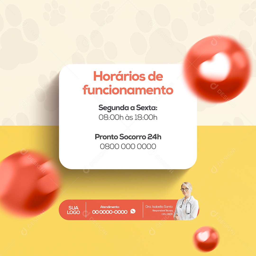 Horários de Funcionamento Pet Shop Social Media PSD Editável