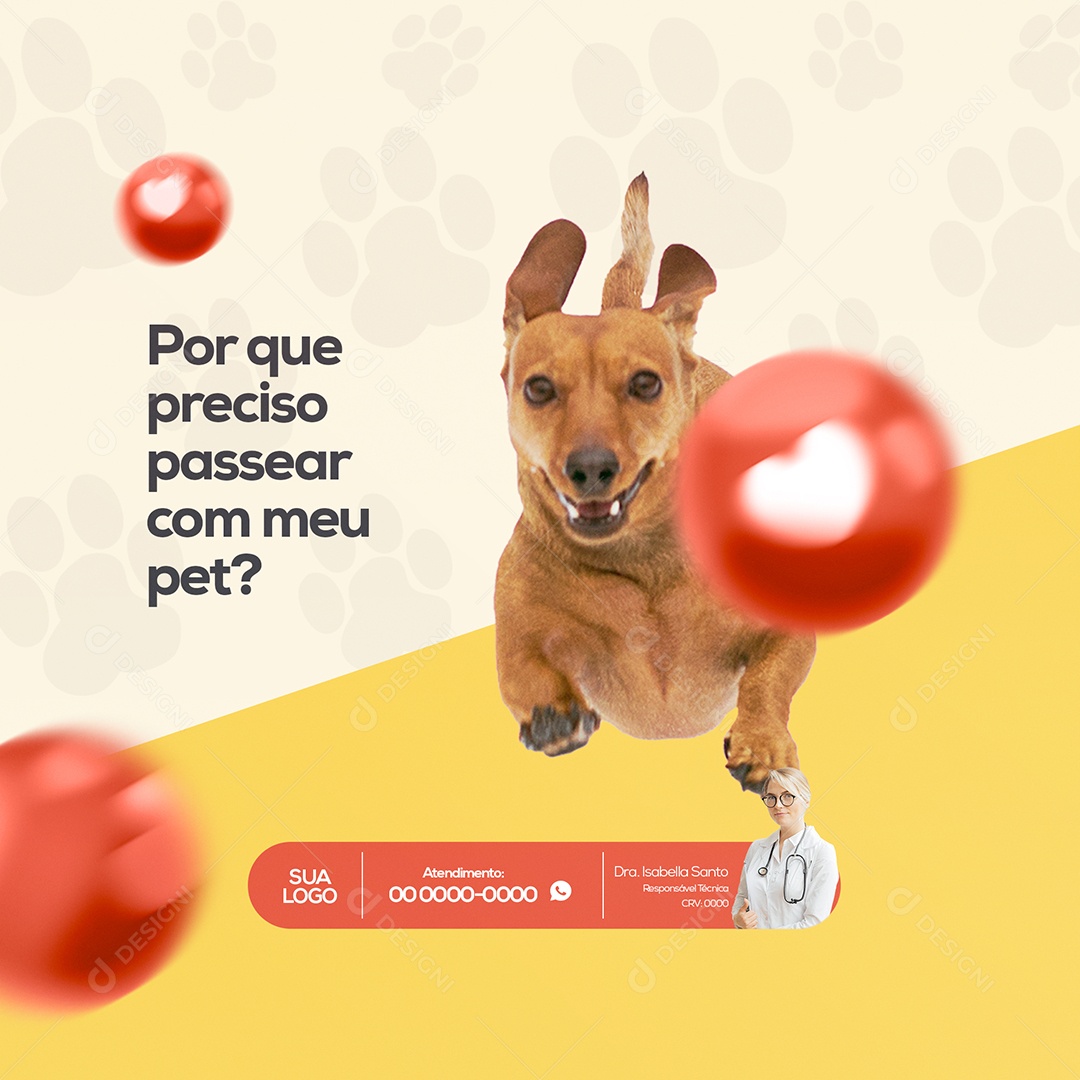 Por que Preciso Passear com Meu Pet? Pet Shop Social Media PSD Editável
