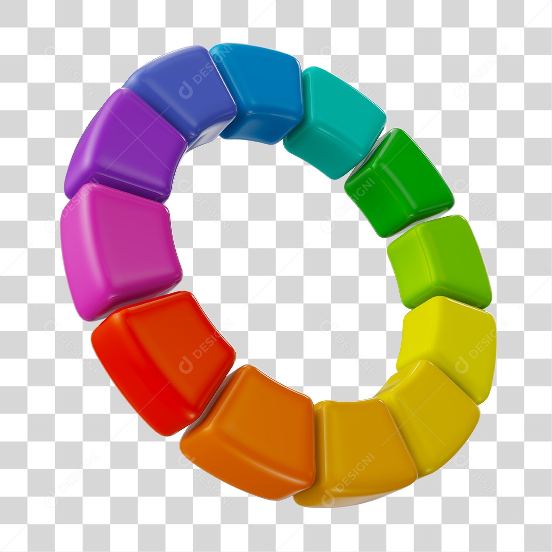 Círculo de Cores Elemento 3D PNG Transparente