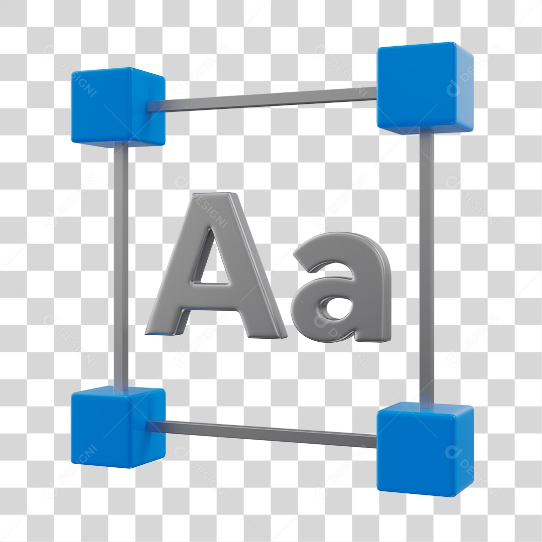 Ferramenta de Texto Ícone Elemento 3D PNG Transparente