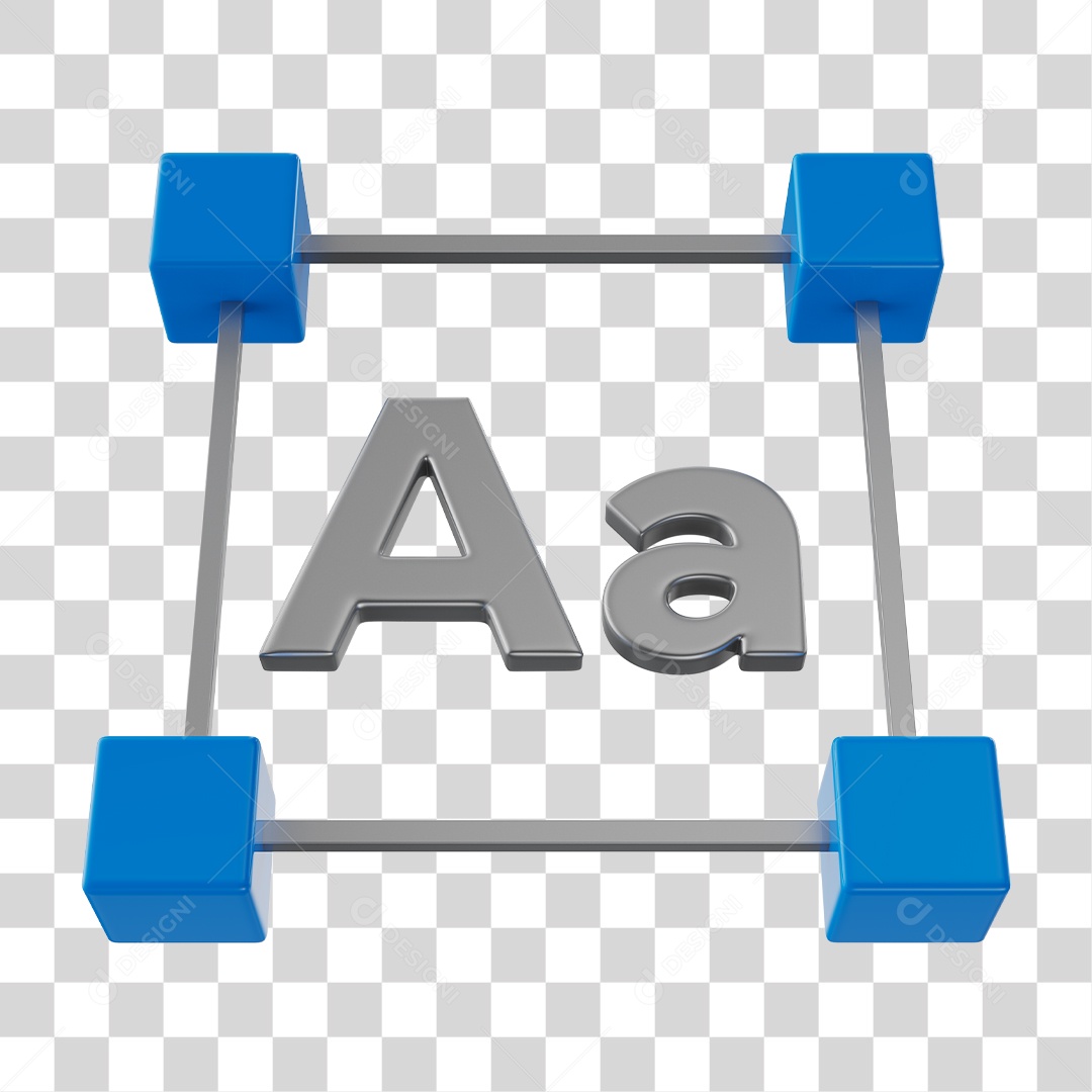 Ferramenta de Texto Ícone Elemento 3D PNG Transparente