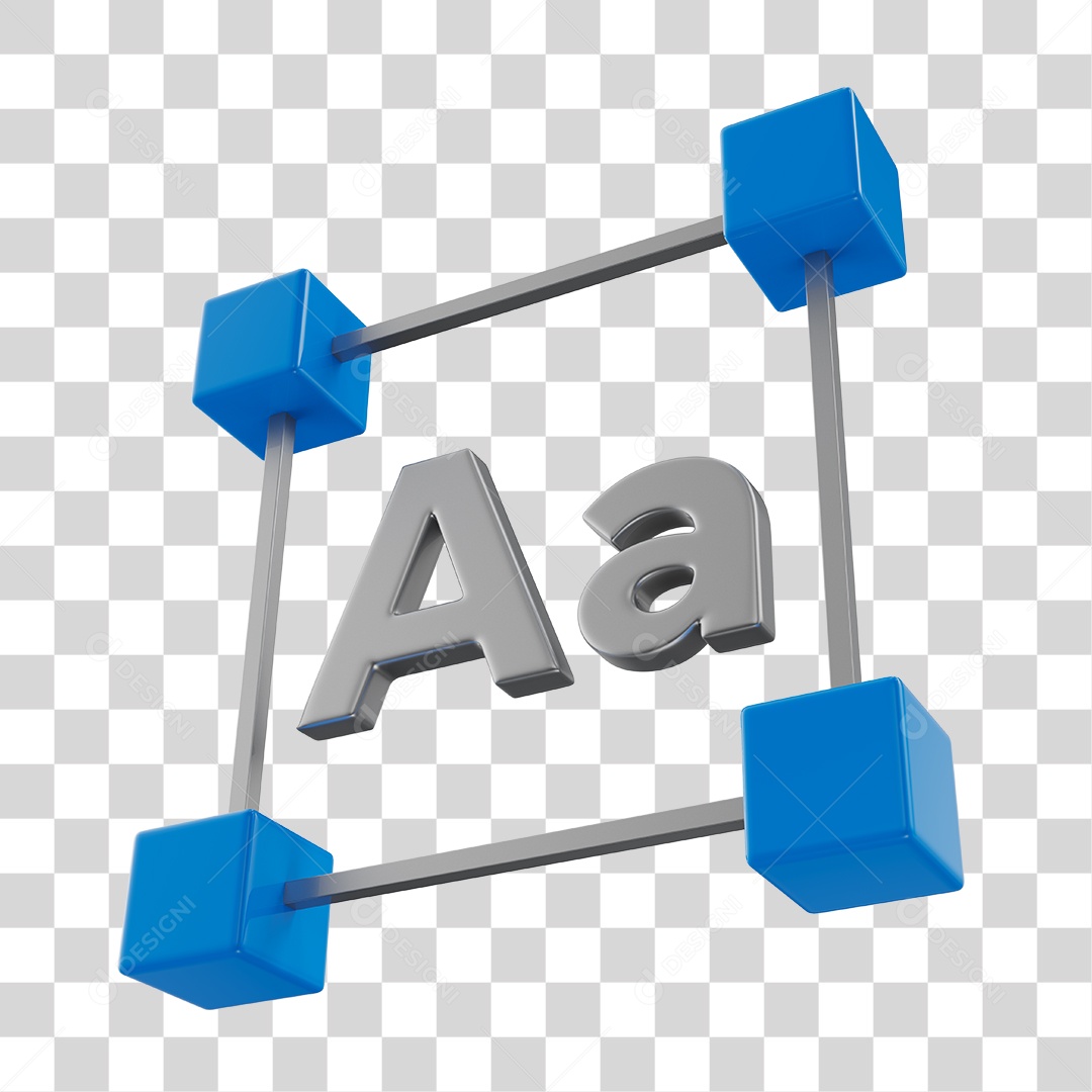 Ferramenta de Texto Ícone Elemento 3D PNG Transparente