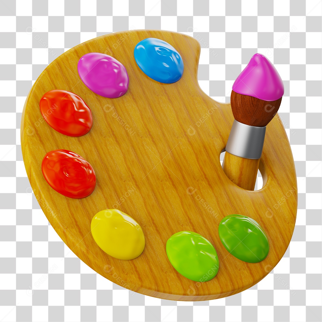 Paleta de Cores Elemento 3D PNG Transparente