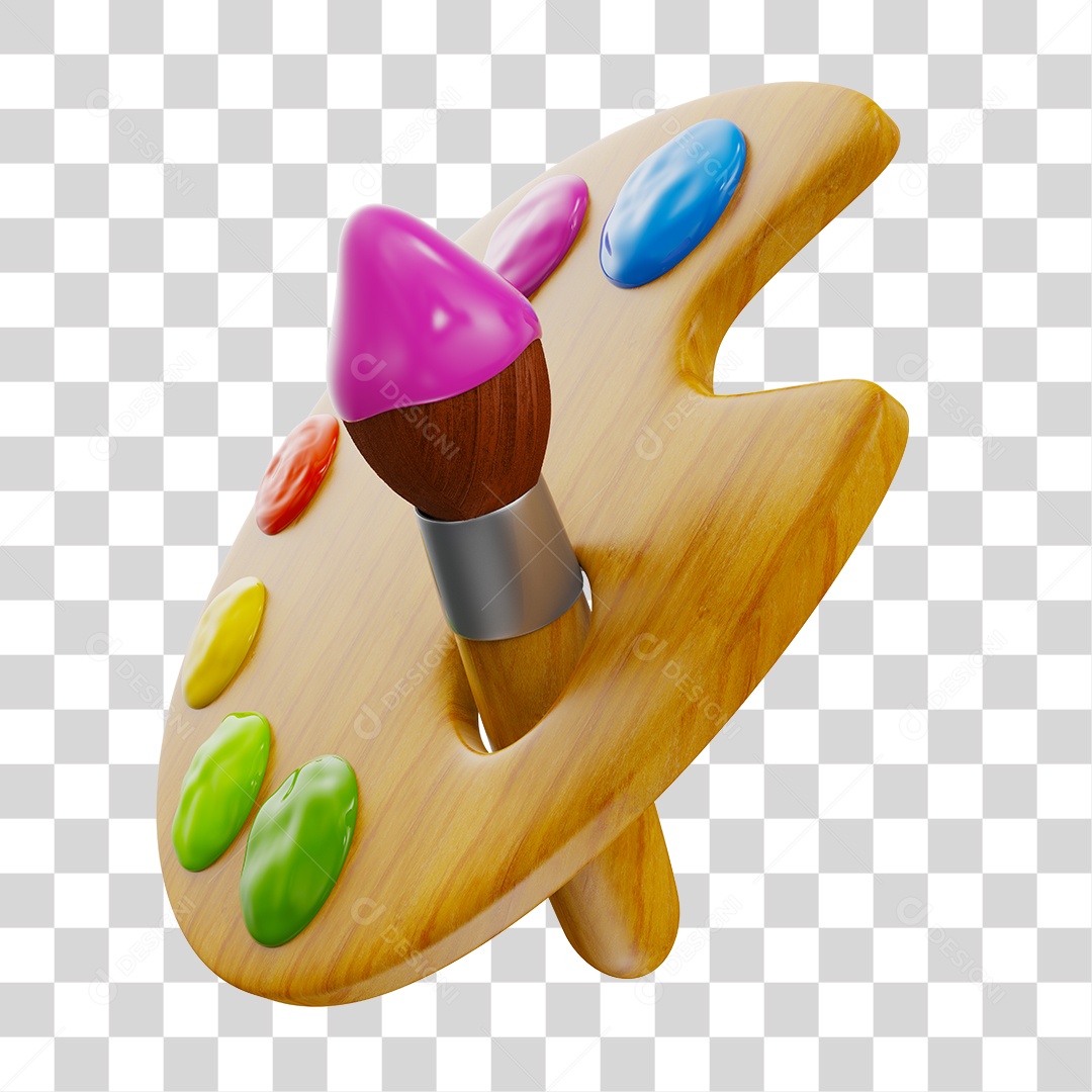 Paleta de Cores Elemento 3D PNG Transparente