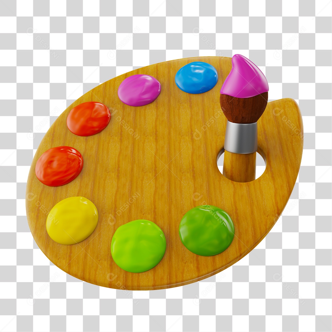 Paleta de Cores Elemento 3D PNG Transparente