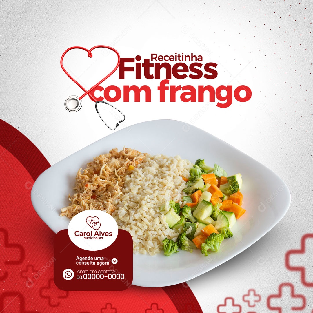 Receitinha Fitness com Frango Nutricionista Social Media PSD Editável