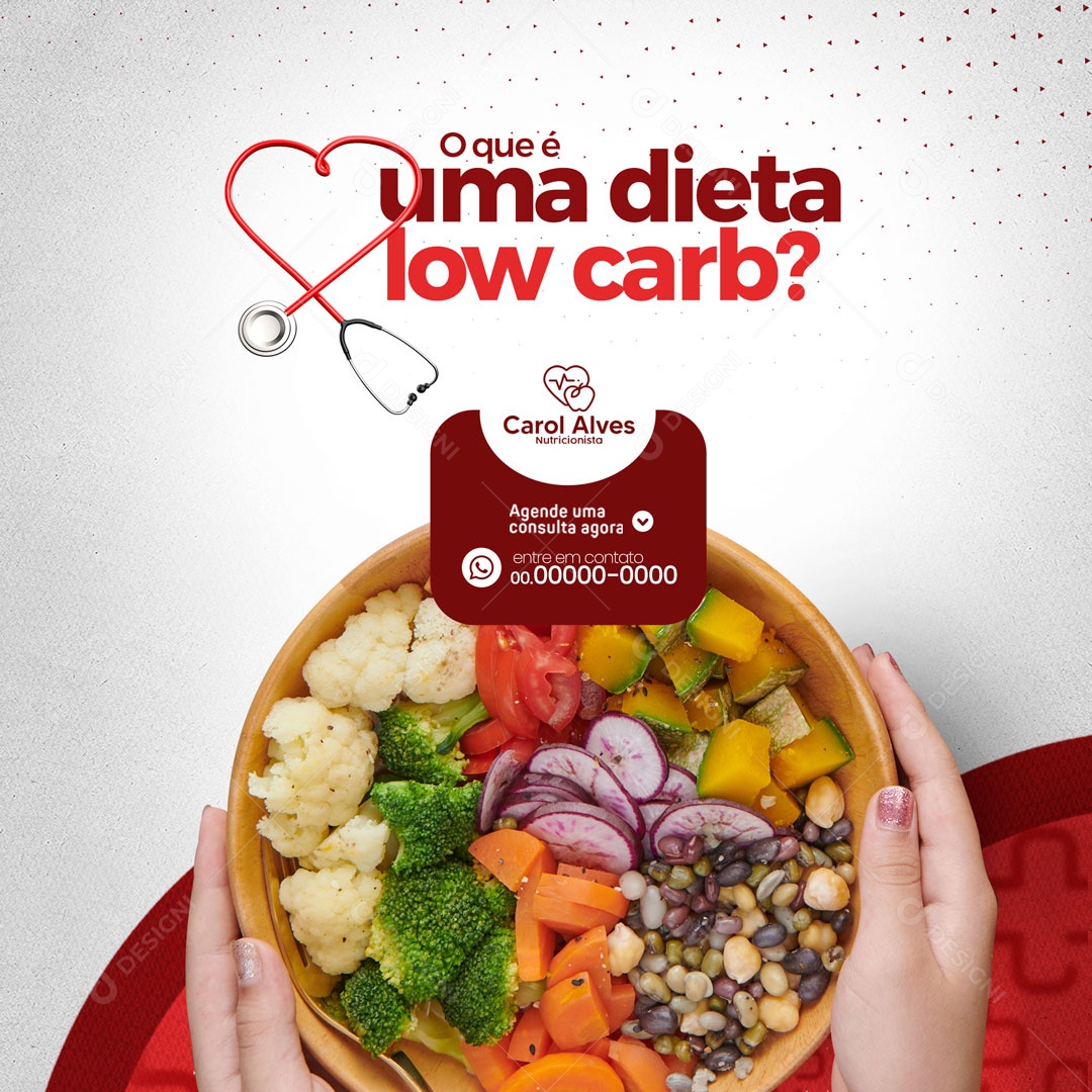 O que é Uma Dieta Low Carb? Nutricionista Social Media PSD Editável