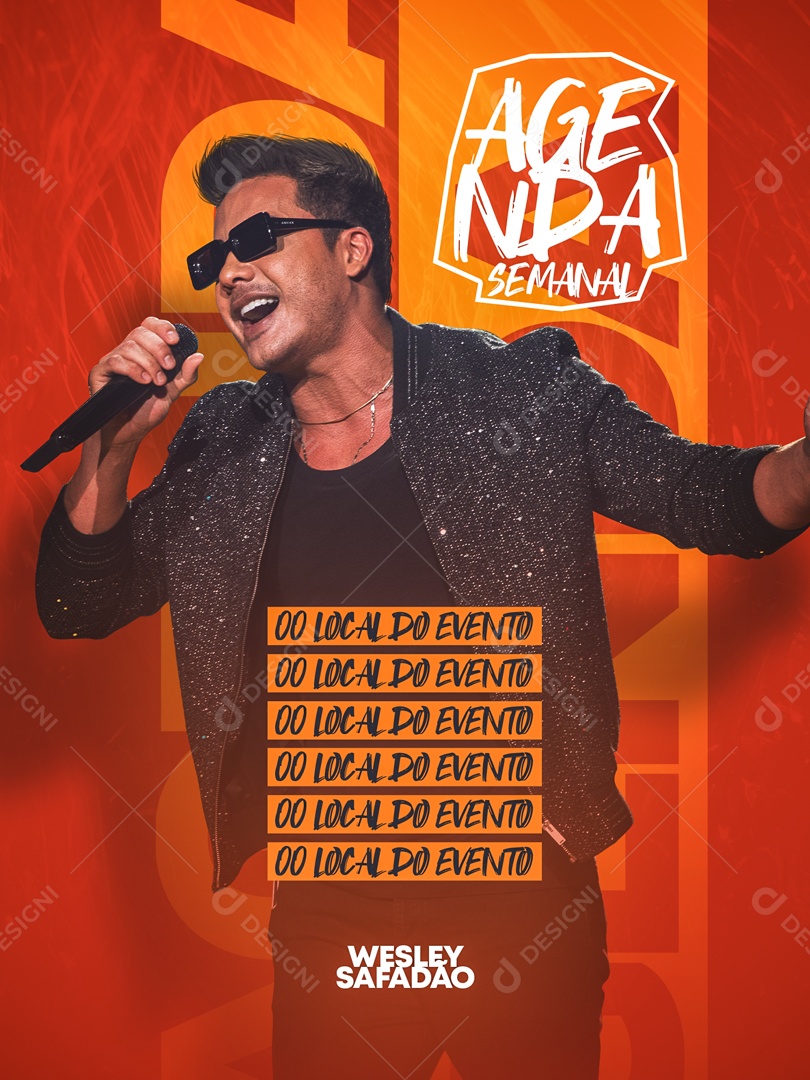 Agenda Wesley Safadão Flyer Social Media PSD Editável