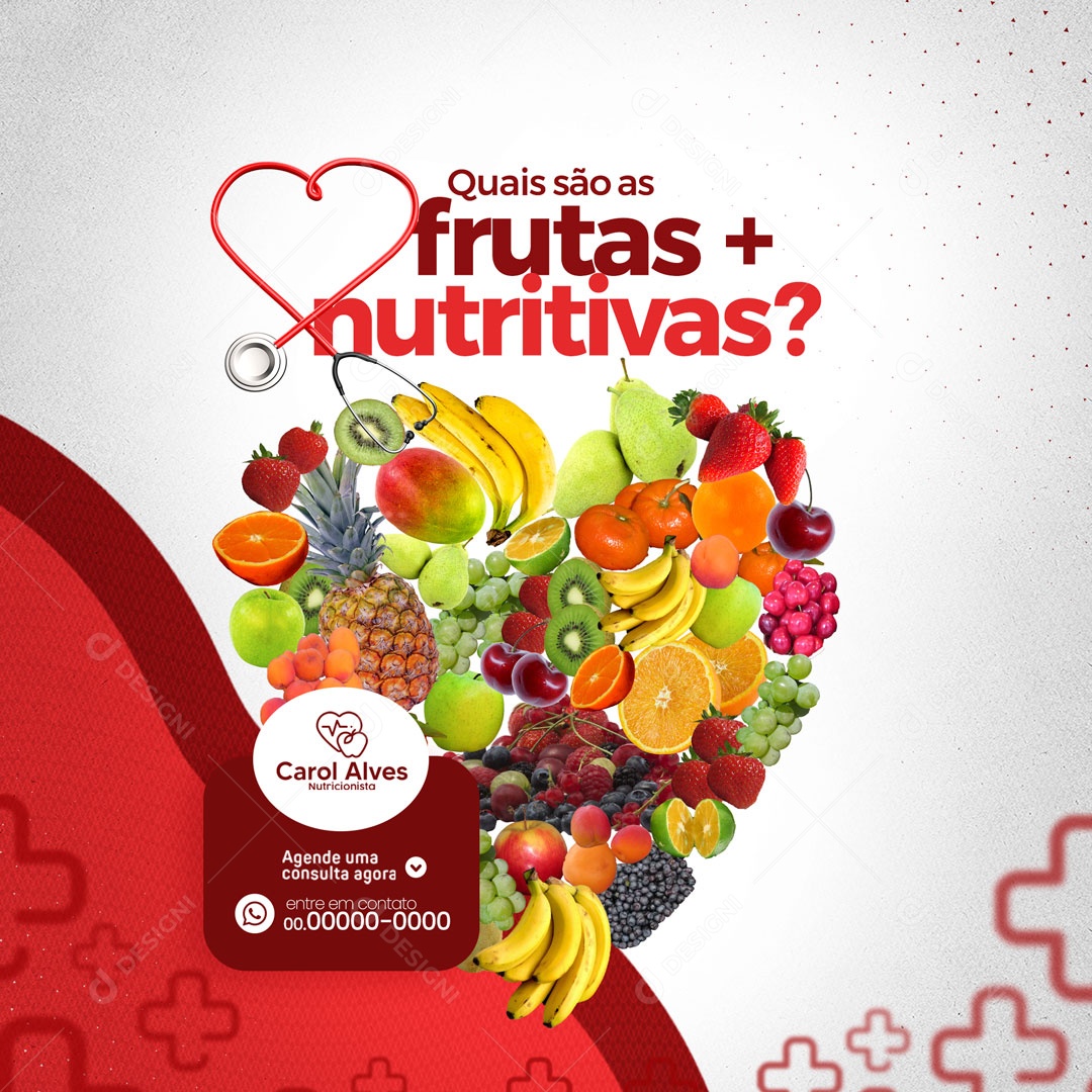 Quais São as Frutas Mais Nutritivas? Nutricionista Social Media PSD Editável