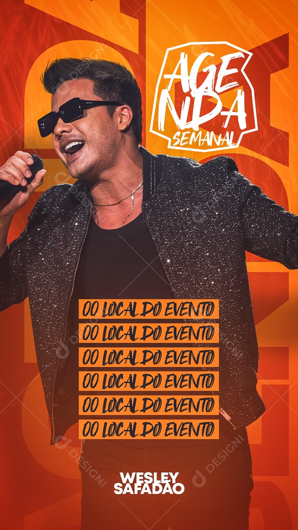 Story Agenda Wesley Safadão Flyer Social Media PSD Editável