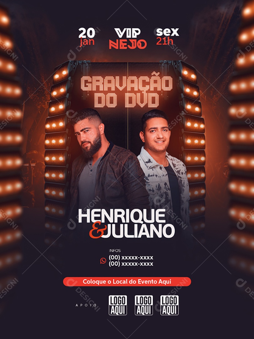 Flyer Gravação do DVD Henrique e Juliano Social Media PSD Editável