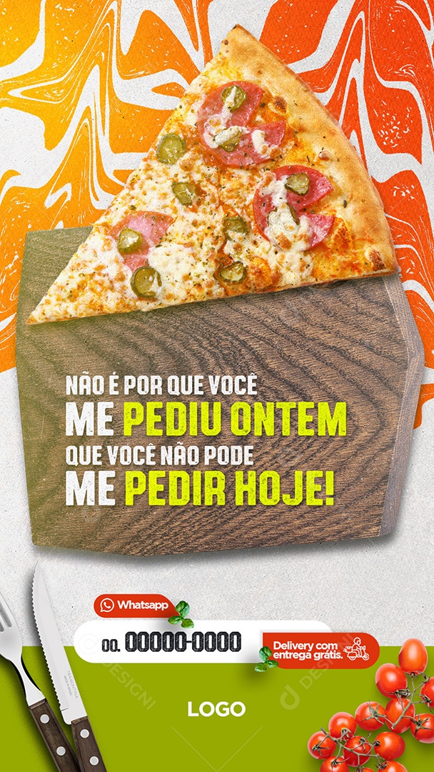 Delivery Com Entrega Grátis Pizzaria Story Social Media PSD Editável