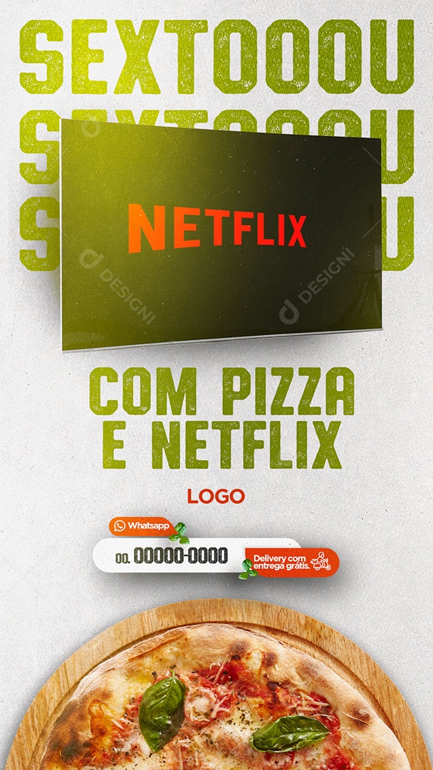 Sextou com Pizza e Netflix Pizzaria Story Social Media PSD Editável