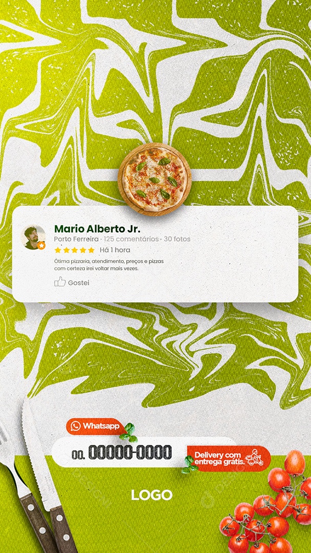 Feedback Ótima Pizzaria Story Social Media PSD Editável