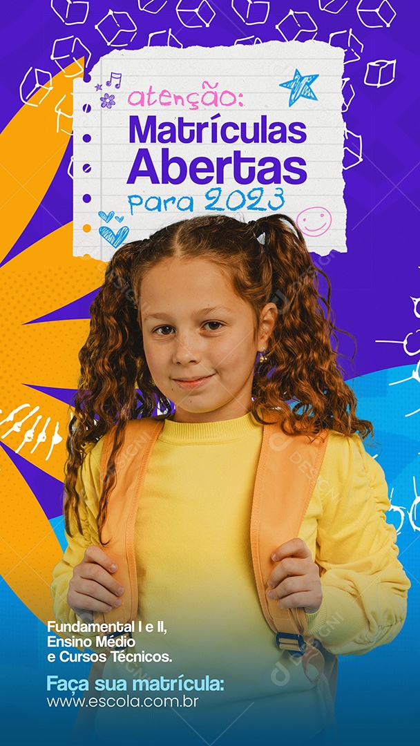 Story Atenção Matrículas Já Abertas Para 2023 Social Media PSD Editável