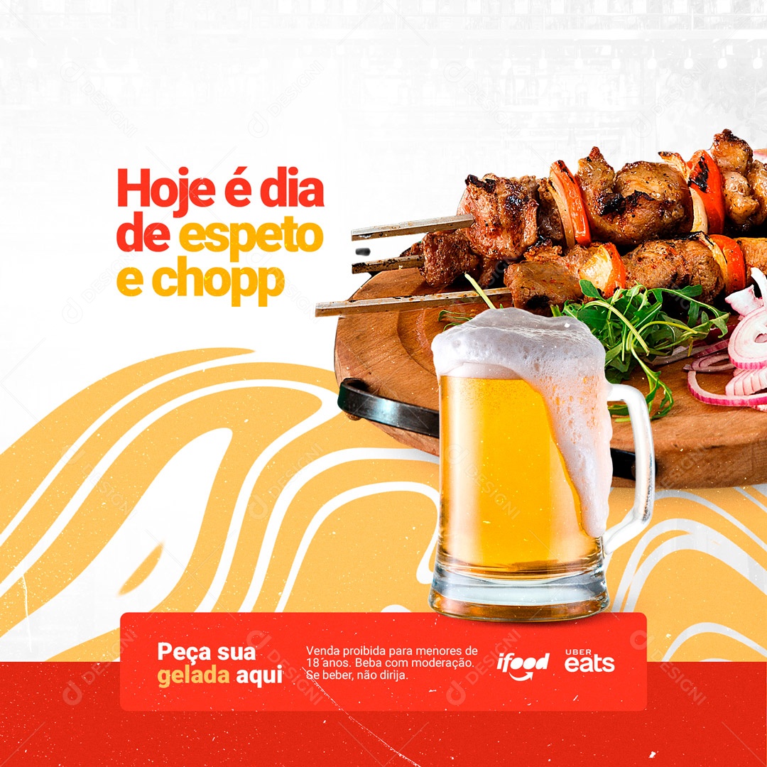 Hoje é Dia de Espeto e Chopp Social Media PSD Editável