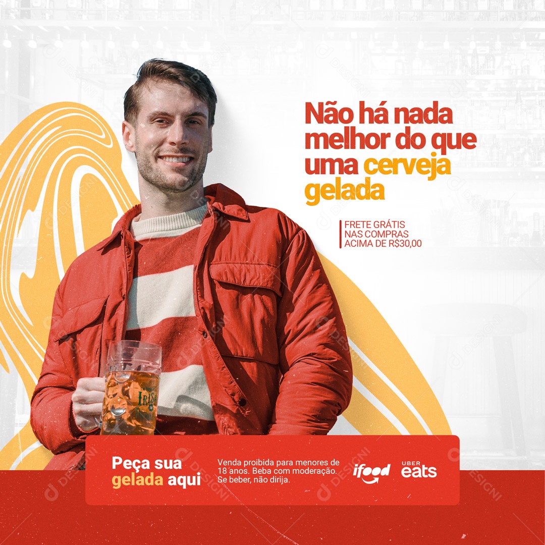 Distribuidora de Bebidas Cerveja Gelada Social Media PSD Editável
