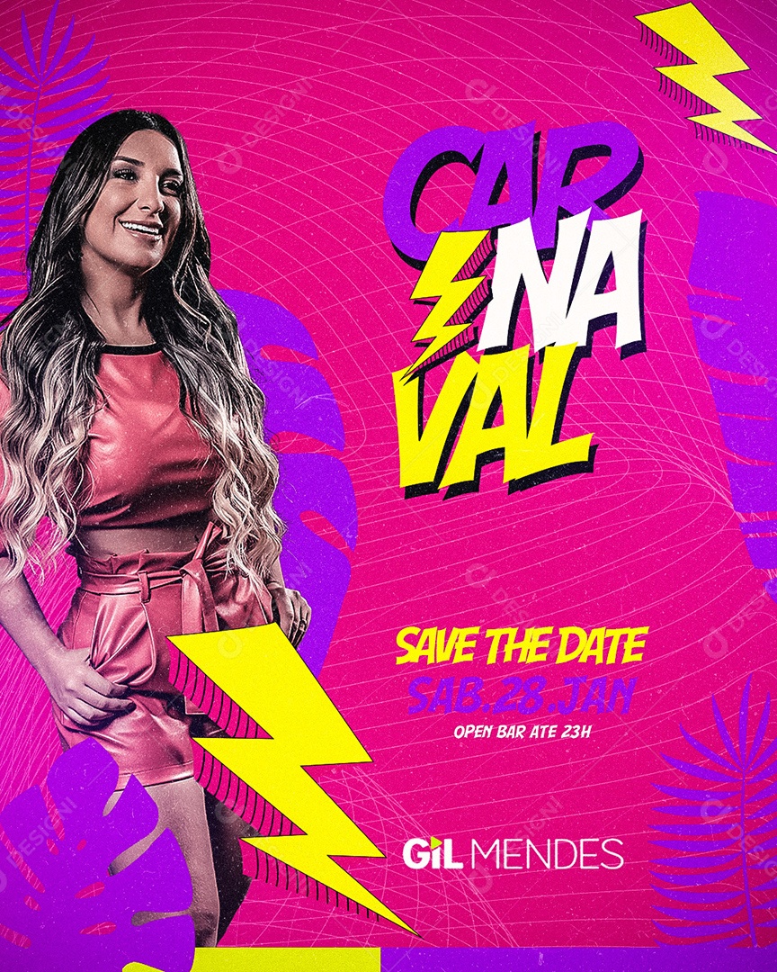 Flyer Carnaval Gil Mendes Social Media PSD Editável