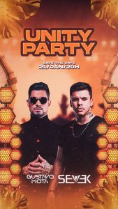 Flyer Unity Party Gustavo Mota Story Social Media PSD Editavel