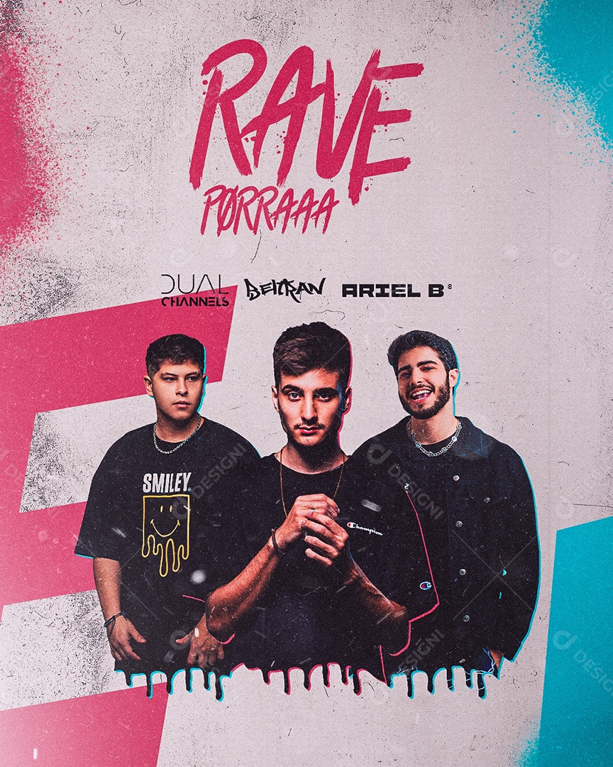 Flyer Show Dual Channels, Ariel B e Betran Social Media PSD Editável