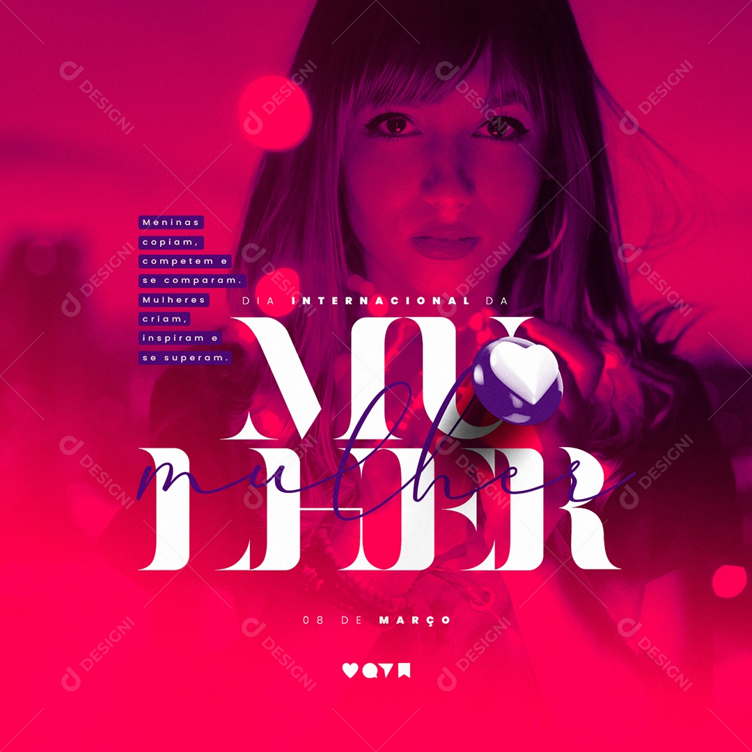 Meninas Copiam Dia Internacional Da Mulher Social Media PSD Editável