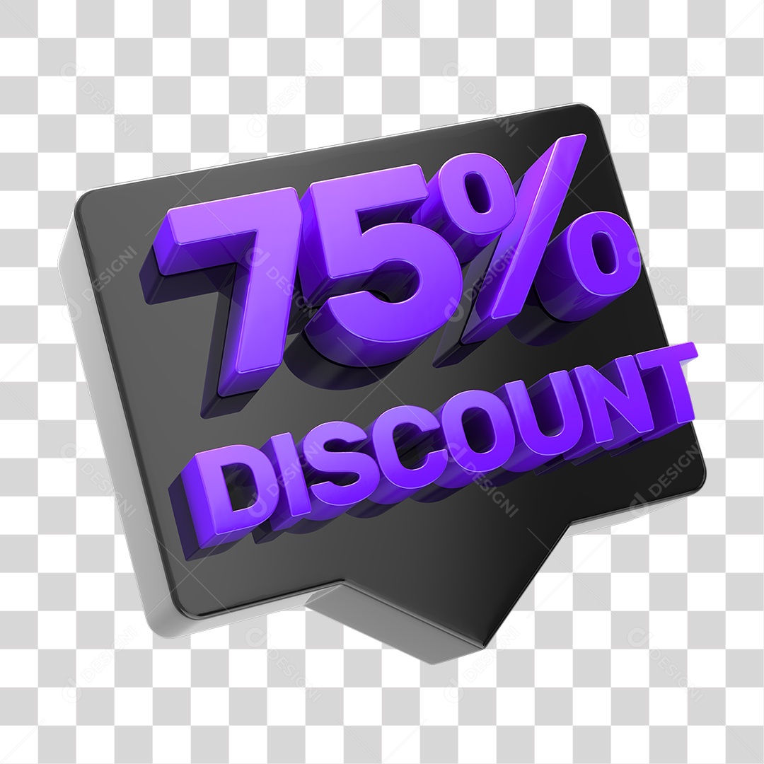 Caixa de Texto com 75% Porcentagem de Desconto PNG Transparente