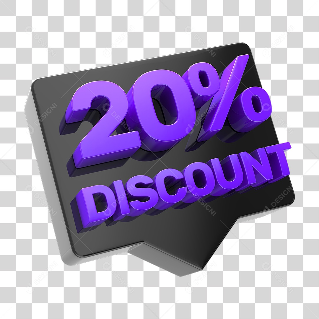 Caixa de Texto com 20% Porcentagem de Desconto PNG Transparente