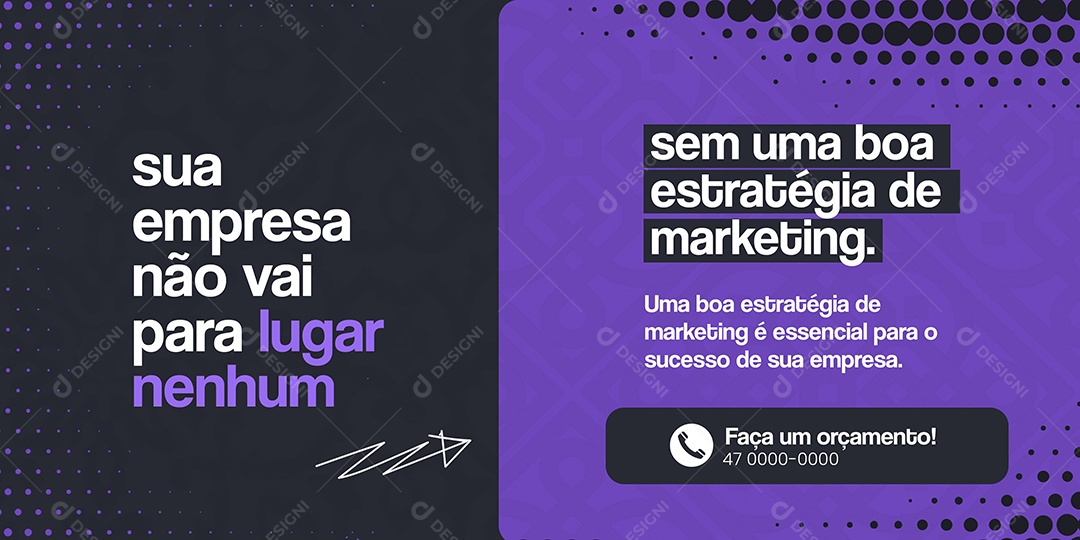 Banner Sua Empresa Não Vai Para Lugar Nenhum Sem Uma Boa Estratégia de Marketing Social Media PSD Editável