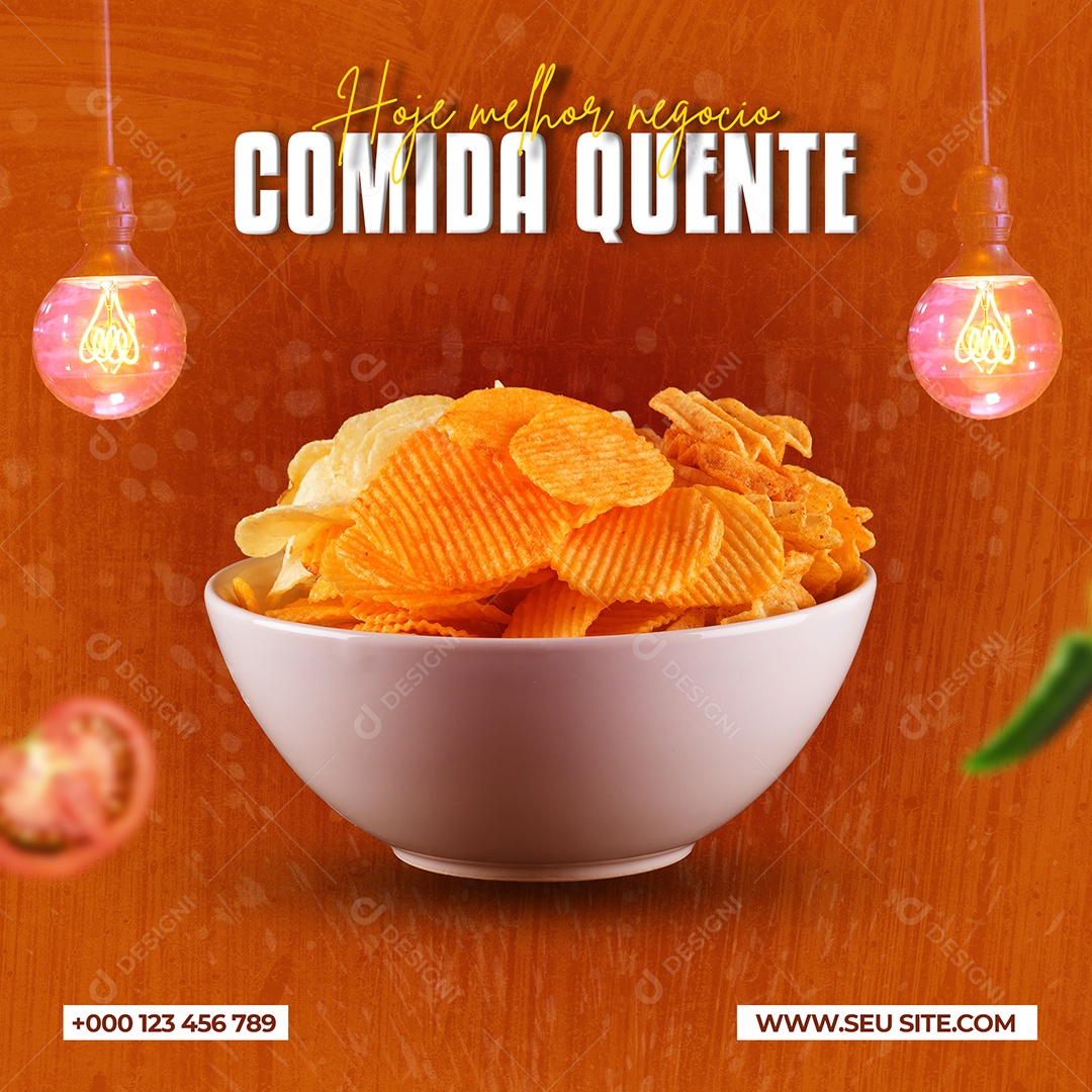 Hoje Melhor Negócio Comida Quente Social Media PSD Editável